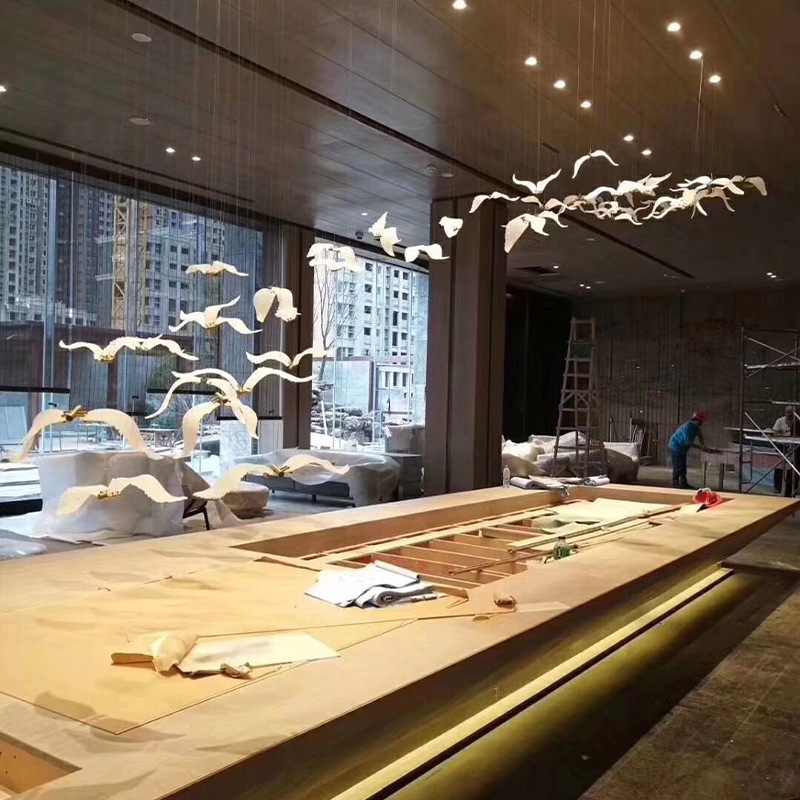 LED艺术造型灯免费设计酒店客厅卧室玻璃飞鸟造型艺术灯