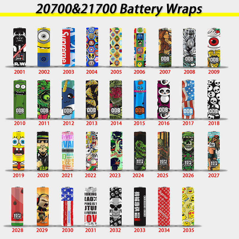 21700通用20700锂离子电池皮热收缩膜套式PVC卡通超级英雄锂电池