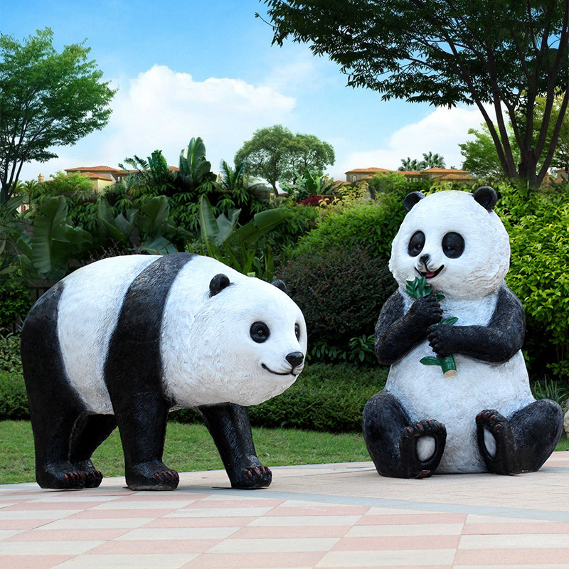 金传承户外仿真发光大熊猫玻璃钢雕塑园林摆件庭院商场公园装饰品