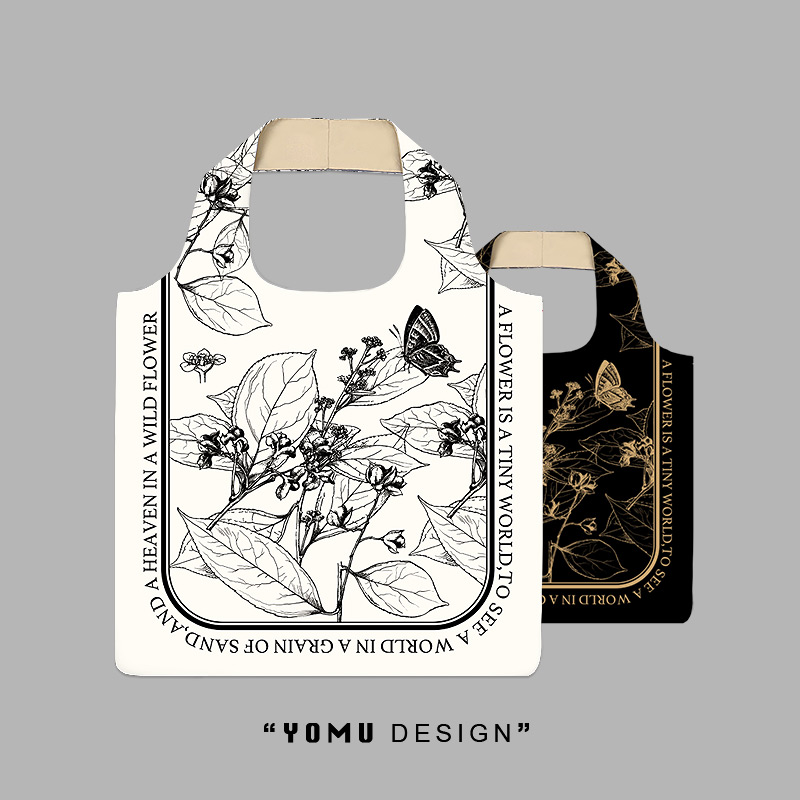 YOMU有目小众植物蝴蝶印花大号购物袋单肩大容量托特包休闲四季款