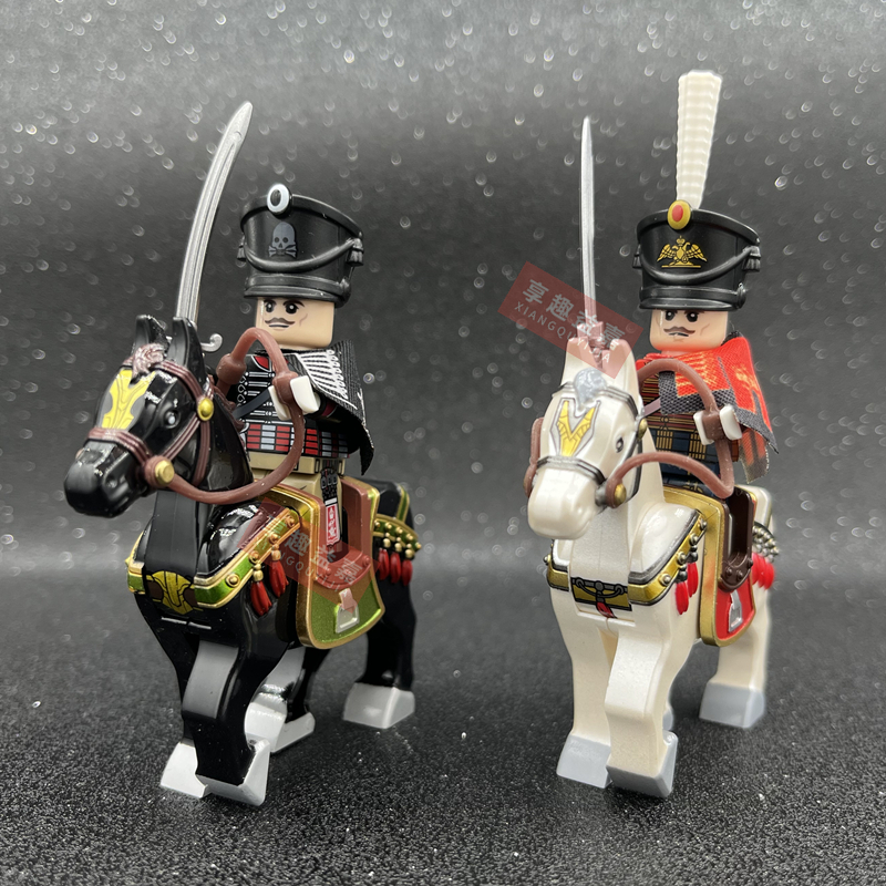 古代欧洲拿破仑军事骑兵士兵人仔线列步兵俄罗斯拼装积木玩具礼物