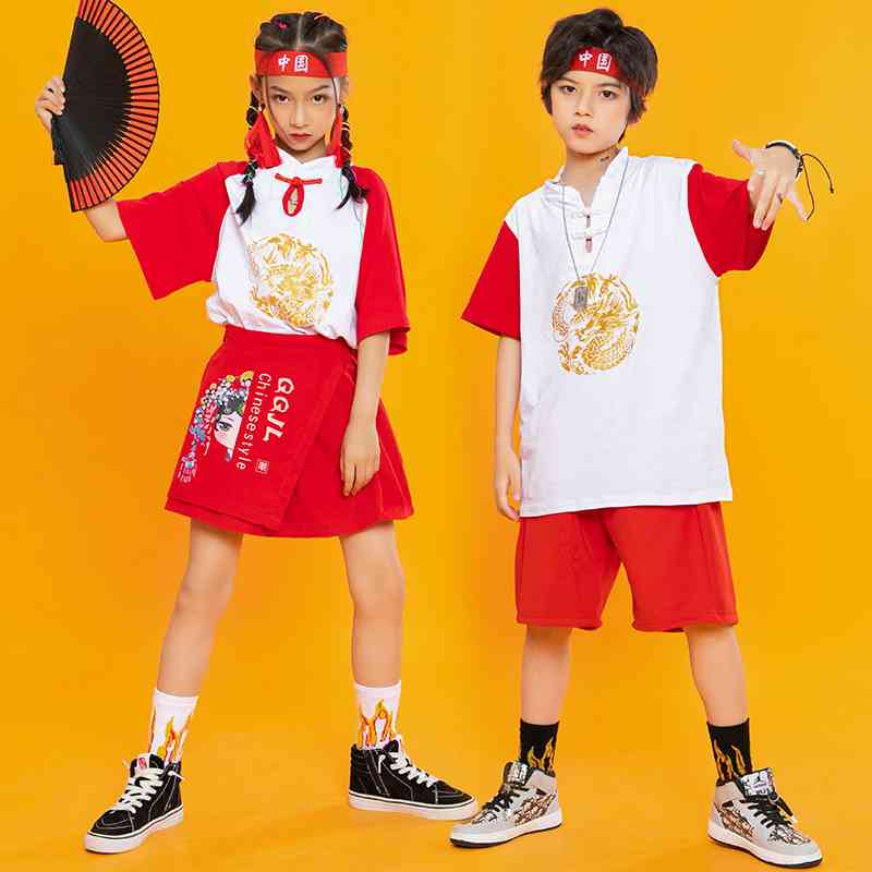 儿童六一演出服中国风幼儿园女童街舞走秀汉服国潮小学生团体服装