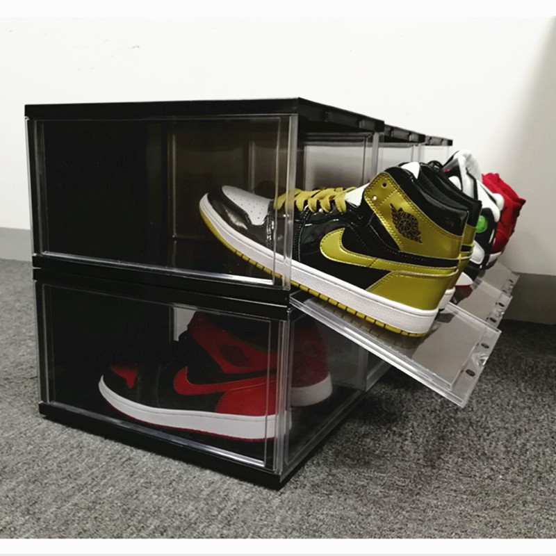 鞋盒收纳盒磁铁吸塑料透明/aj篮球鞋盒柜子收藏箱宿舍防潮 氧单个