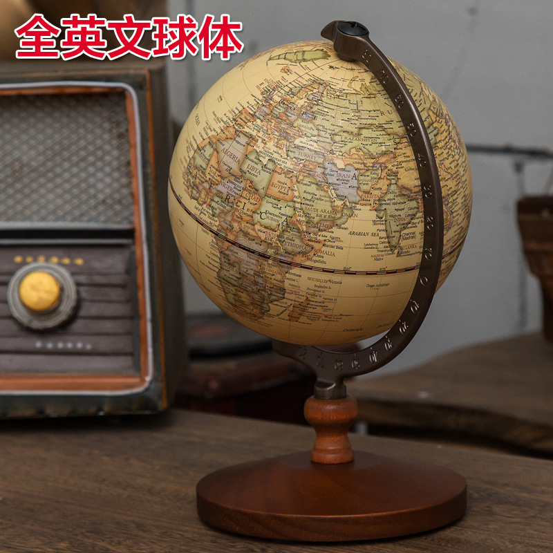 网红14.2cm中国台湾仿古木质美式学生用装饰木质装饰工艺品复古地