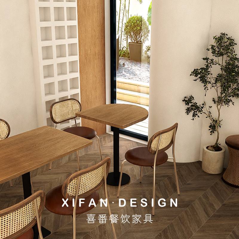 新品喜番咖啡厅桌椅组合复古工业风桌椅餐饮家具烧烤奶茶咖啡店桌