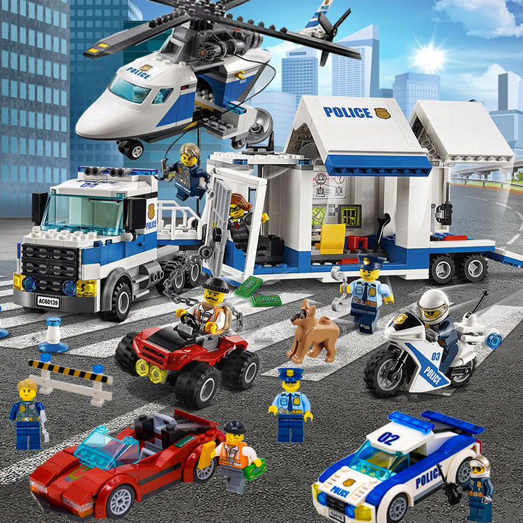 乐高积木城市系列消防车警察局军事男孩子小学生益智力拼装玩具