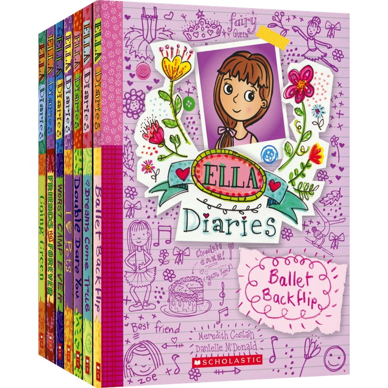 学乐艾拉日记系列 Ella Diaries 1-8 英文原版 进口图书 女生校园故事读物 儿童文学 插图章节书 7-12岁