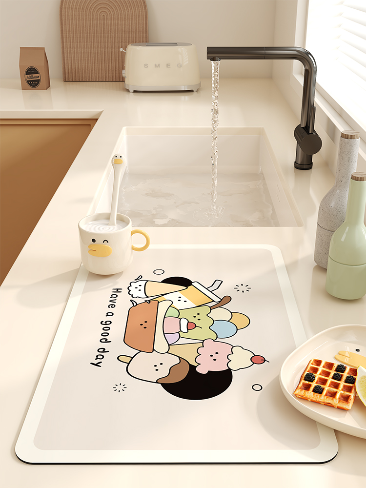 厨房台面碗筷专用沥水垫吧台杯子碗盘茶台洗手台卫生间吸水垫速干