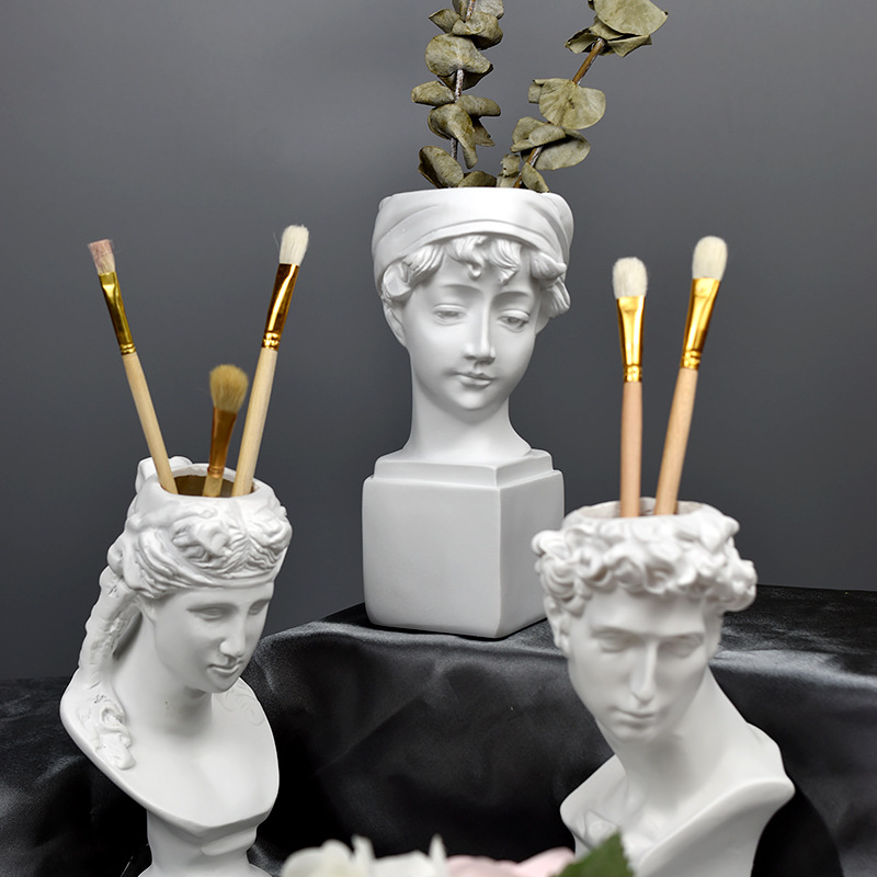 新品北欧艺术品花器大卫头像雕像小摆件客厅家居装饰品花瓶创意工