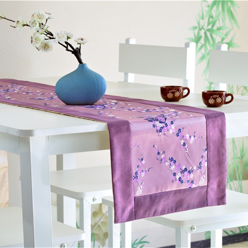 速发中式禅意餐桌桌旗古典现代茶道直角中国风布艺家用长条床尾巾