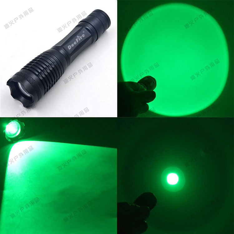 纯绿光强光手电筒多功能变焦铝合金绿光探照灯LED绿光灯检测设备