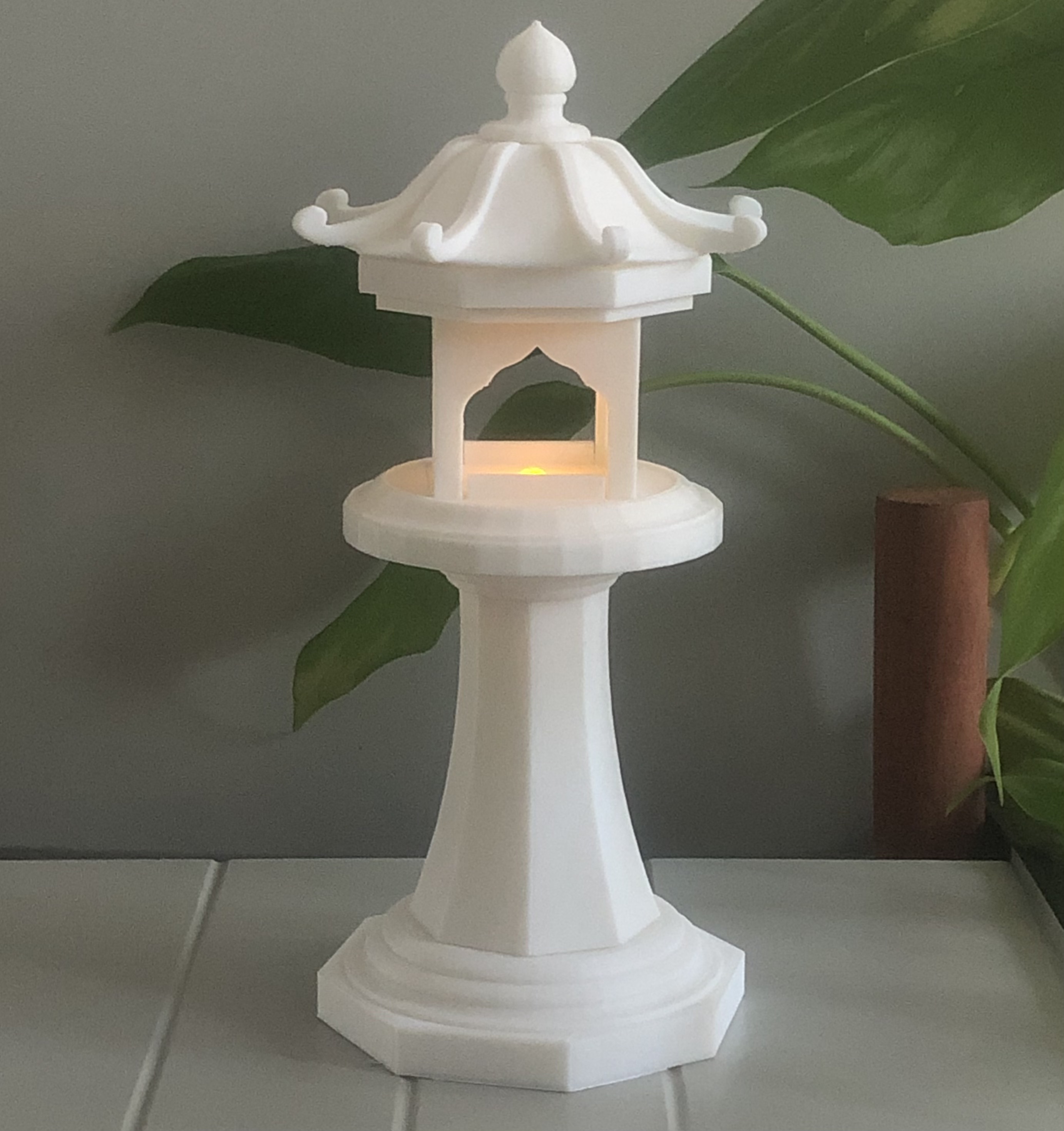 中式仿古中国风3D打印古风石灯笼桌面摆件景观LED发光拼装模型