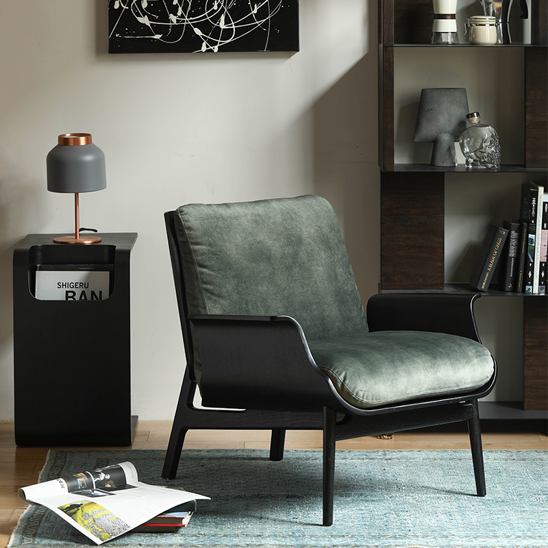 丹麦原创意式极简设计师休闲椅阳台现代丝绒现代单人沙发椅|树吱