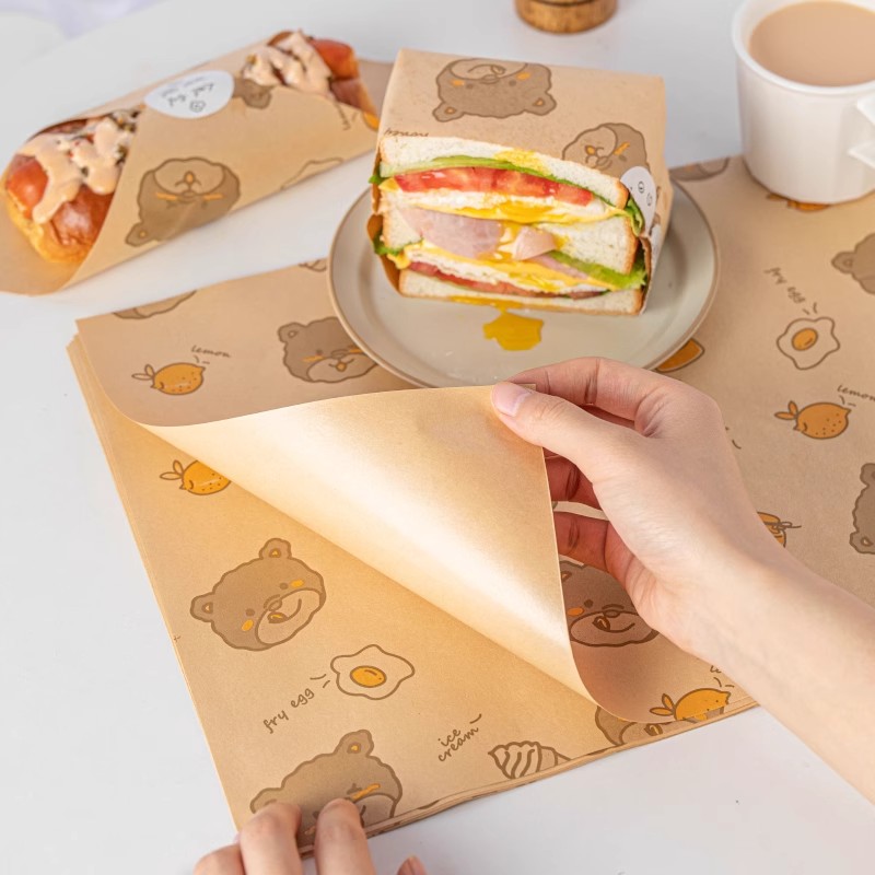 三明治包装纸食品级汉堡防油纸袋一次性热狗吐司饭团手抓饼纸袋文