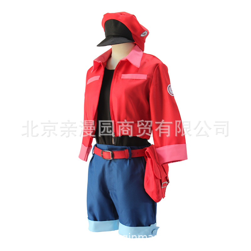 工作细胞 红细胞cos衣服装+帽子万圣节红色上衣+T恤+短裤+腰带+包