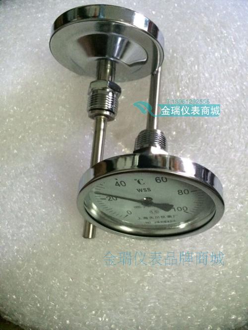 上海天川仪表工业双金属温度计WSS-401管道温度表锅炉温度计轴向