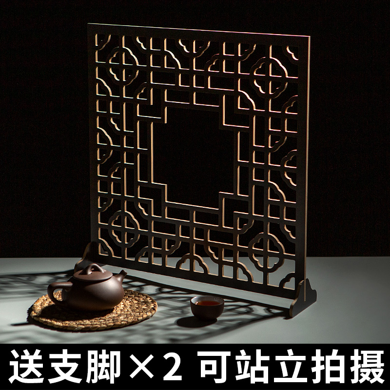复古中国风中式窗户窗格美食糕点茶叶摄影拍照道具拍摄背景板摆件