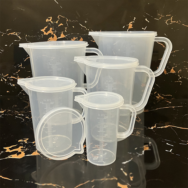 加厚塑料大容量带清晰刻度烘培计量杯带防尘盖透明奶茶牛奶杯子