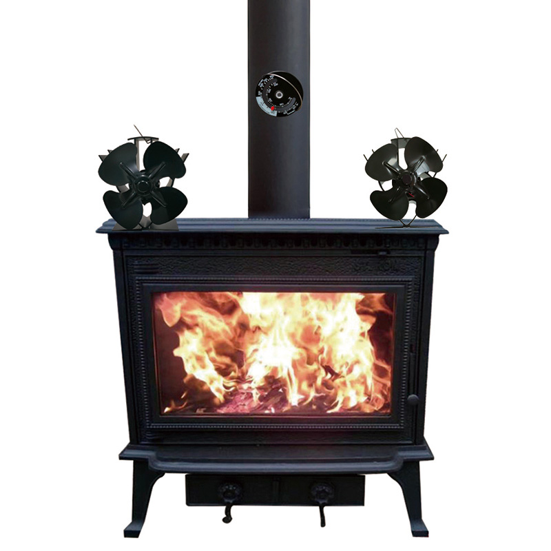壁炉热能风扇爱心扇2个家用真火炉热循环取暖高温发发台式热力扇