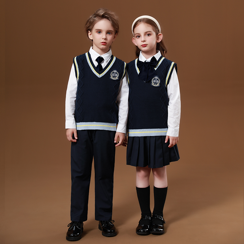 幼儿园园服校服小学班服表演出服男童英伦风针织背心儿童毛衣马甲