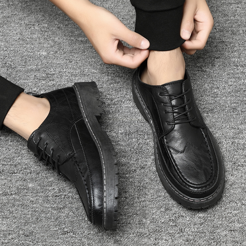 夏季黑色皮鞋男韩版潮流英伦商务正装休闲百搭青年伴郎工作西装鞋