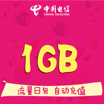 黑龙江电信全国日包流量1GB 全国通用 当日有效