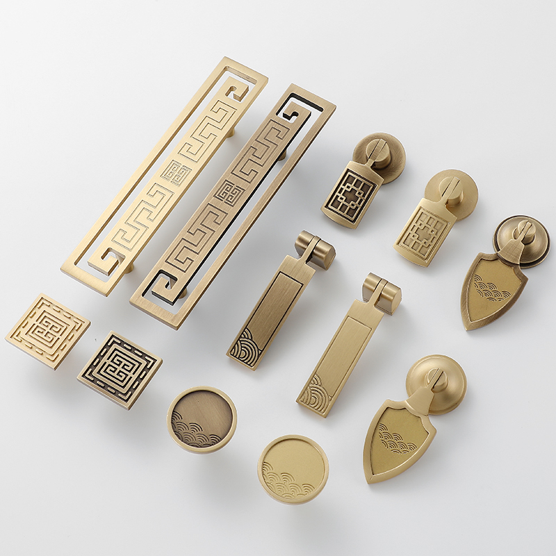 铜鋆铜品中式拉手柜门把手新中式抽屉柜子纯铜拉手衣柜全铜小拉手