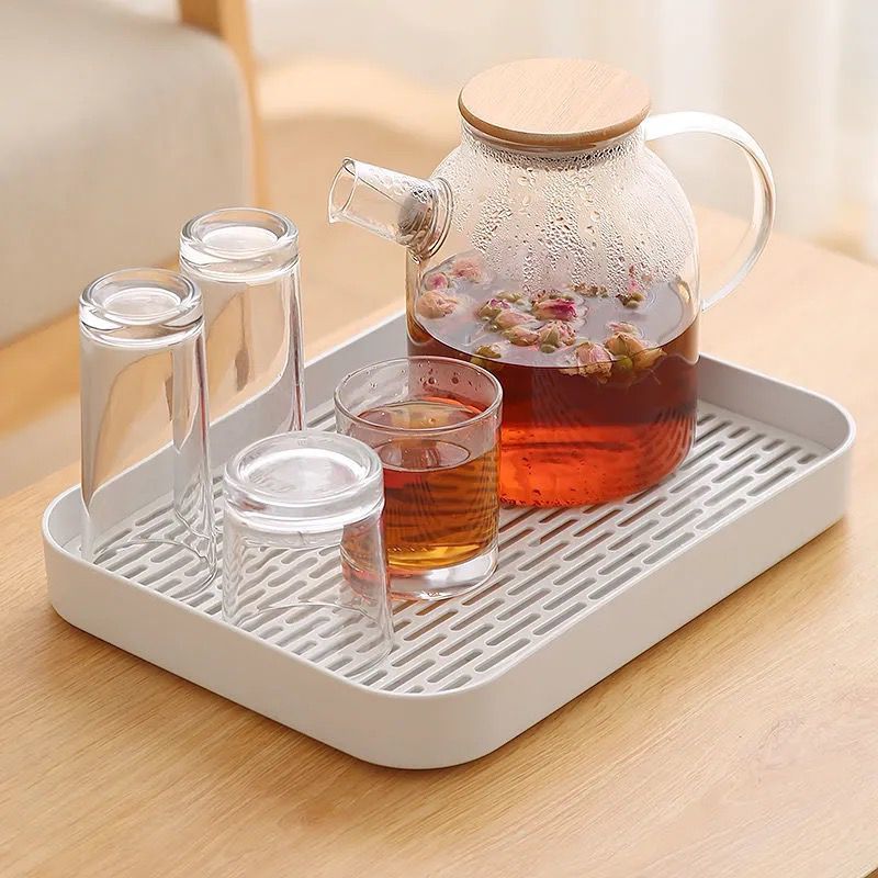 茶具托盘家用厨房水果盘放茶杯长方形客厅双层沥水盘杯子沥水架