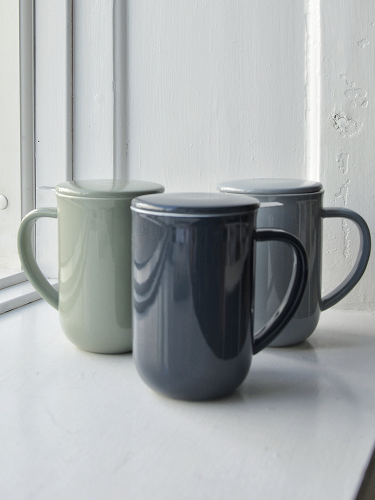 丹麦VIVA带盖茶杯子不锈钢过滤陶瓷马克500ml西西弗书店矢量咖啡