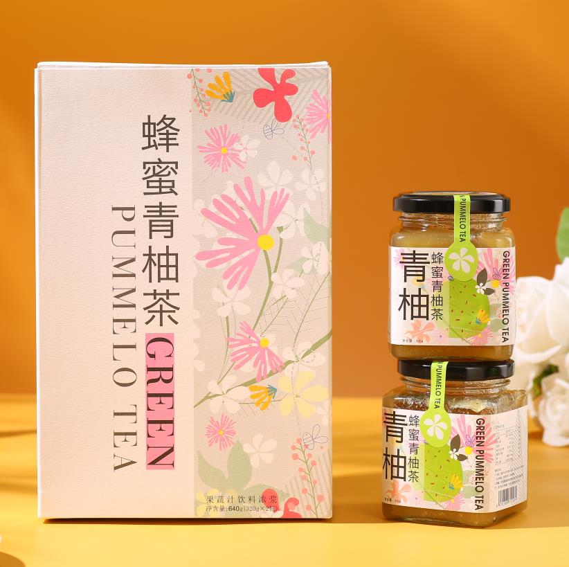 海南柚子夫妇蜂蜜青柚茶300g*2瓶礼盒装0脂肪泡水喝水果茶冲饮果