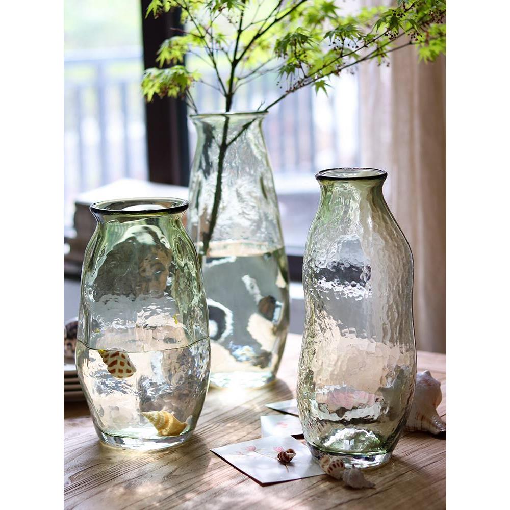北欧不规则艺术玻璃花瓶直筒插花水养花器客厅餐桌轻奢装饰摆件