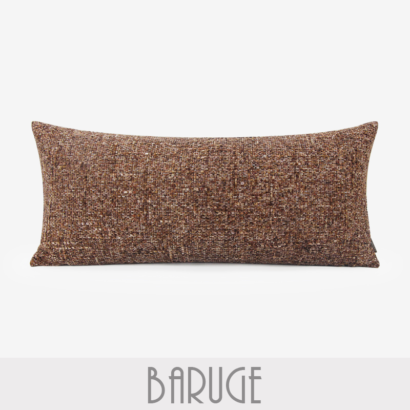 布瑞格珊瑚红编织长枕客厅沙发腰枕棉麻高档靠垫皮沙发装饰靠包