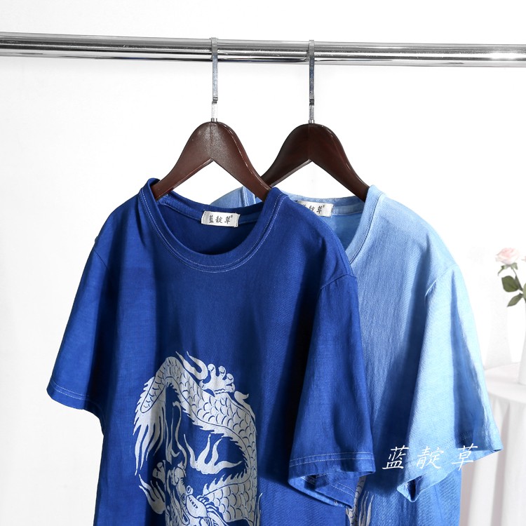 贵州蜡染T恤定制中国风国潮文艺文创服饰蓝靛草植物蓝染非遗工艺