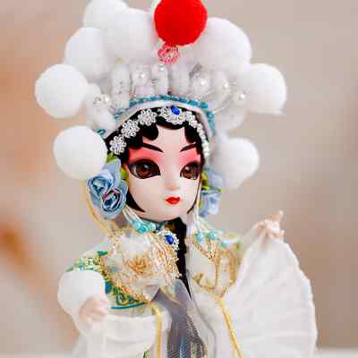 定制新款穆桂英绢人京剧人偶摆件娃娃纪念品中国风特色礼物送老外