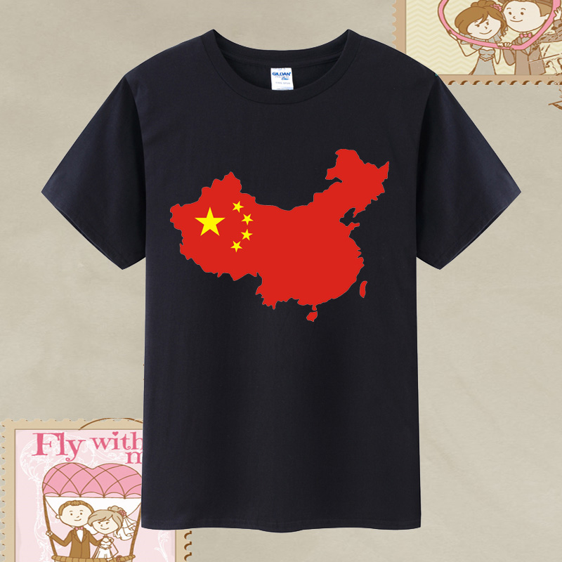 地图t恤5短袖纯棉班服中国梦演出合唱衣服五星红旗黑色儿童亲子装