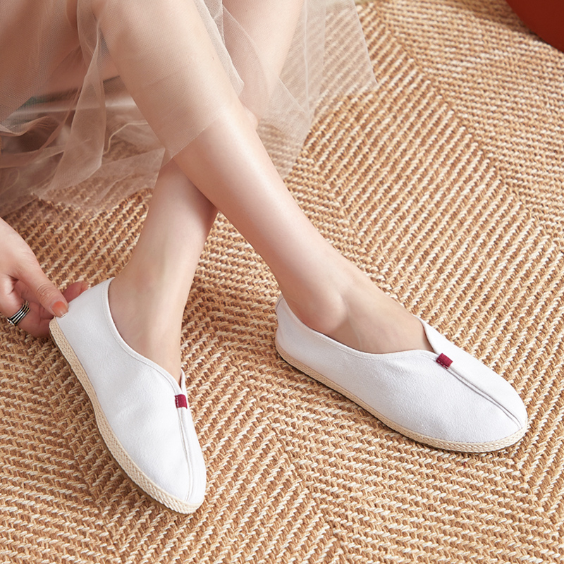 布语堂本草布鞋夏季新款手工原创老北京女士休闲白色茶服单鞋透气