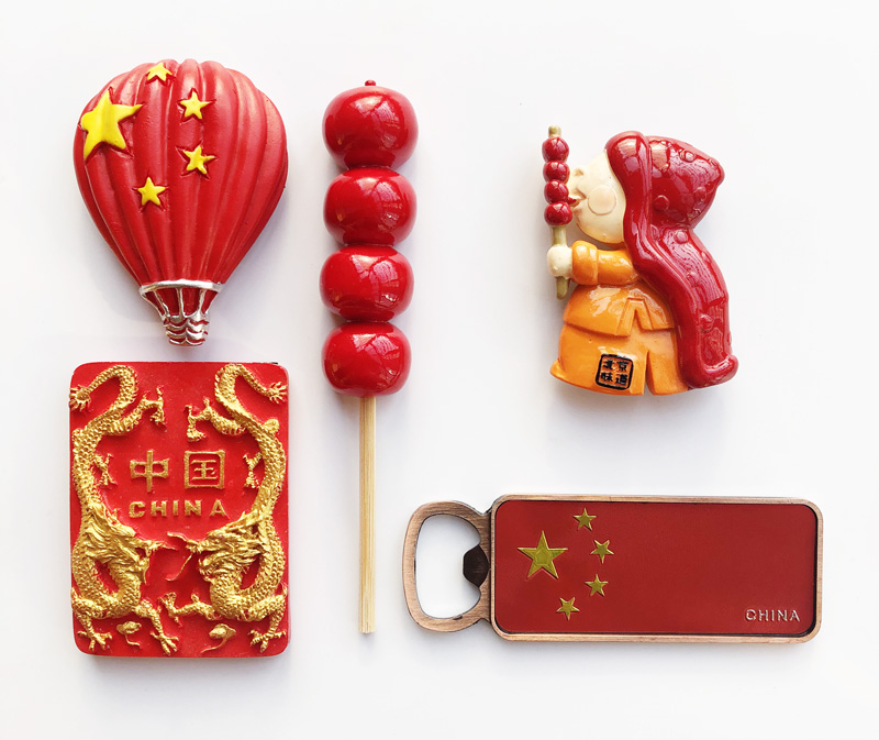 北京旅游糖葫芦玻璃冰箱贴创意红色中国树脂红旗磁性贴老外礼物