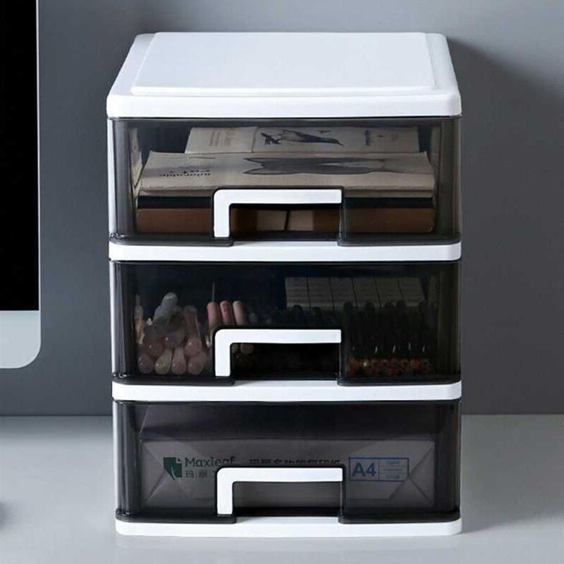 金隆兴(glosen)桌面收纳盒塑料办公室a4透明抽屉收纳箱收纳柜化