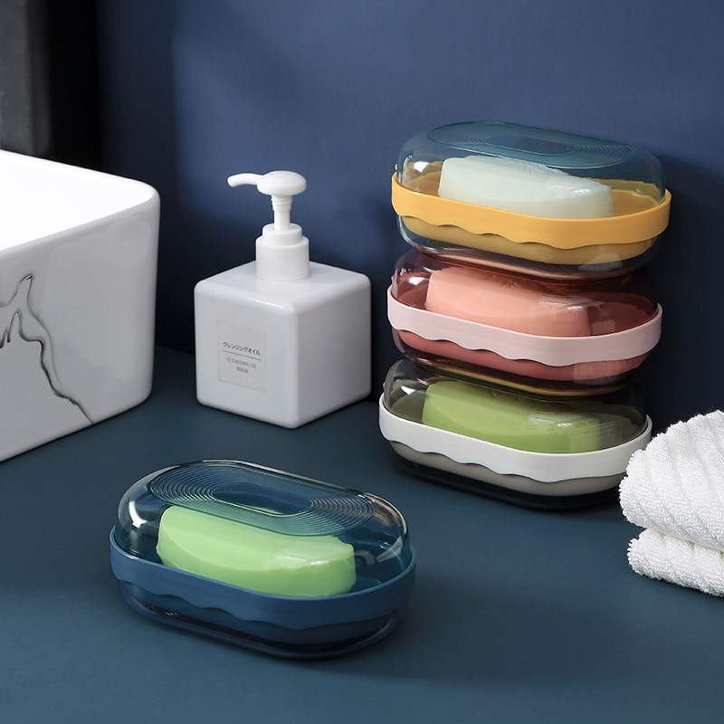 带盖防尘肥皂盒免打孔创意可爱INS沥水架家用卫生间浴室香皂置物