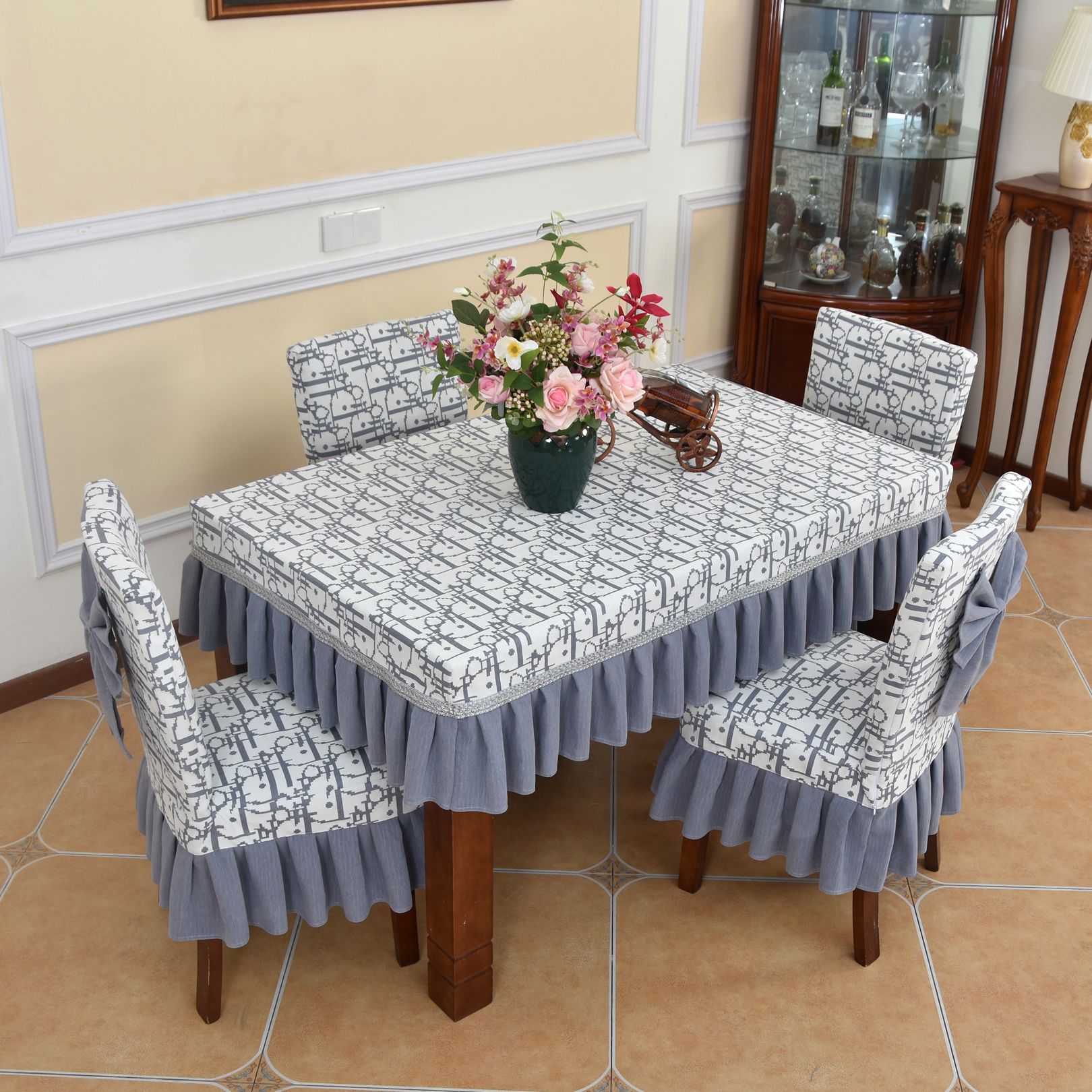 简约现代加厚长方形餐桌套家用折叠椭圆桌桌布布艺茶几罩椅套定制