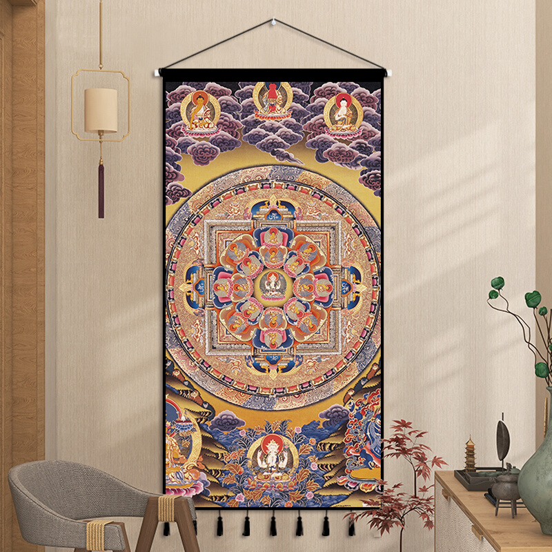 藏式唐卡挂毯民族风布艺挂画墙面装饰背景布佛系挂毯尺寸可定制