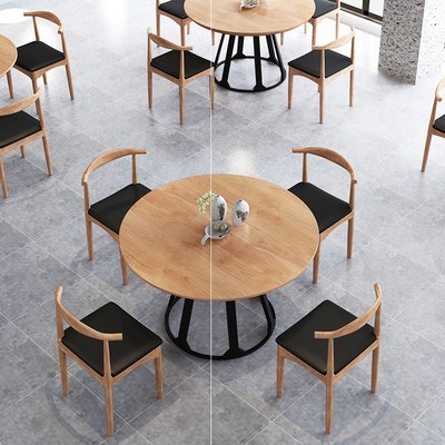 美式loft简约圆休闲小户型桌椅咖啡厅圆桌工业风铁艺洽谈餐桌实。