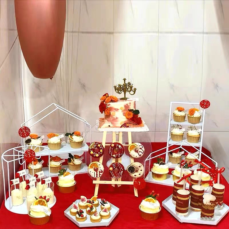 白色婚礼甜品台摆件展示架生日蛋糕架子下午茶点心架冷餐茶歇摆台
