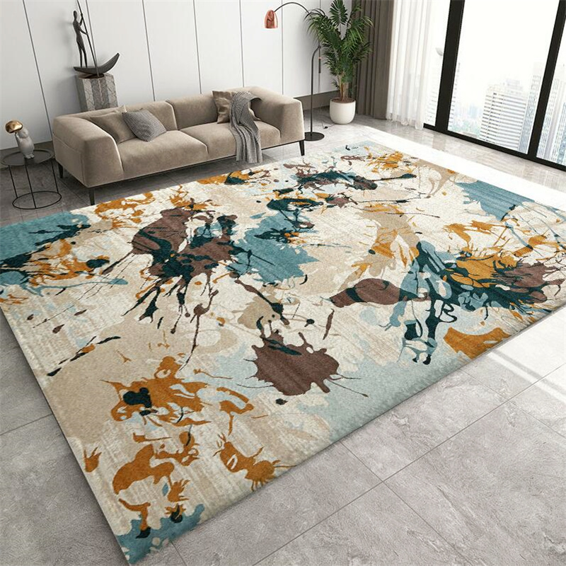 北欧抽象地毯客厅短绒加厚款现代简约样板间装饰茶几卧室房间地垫