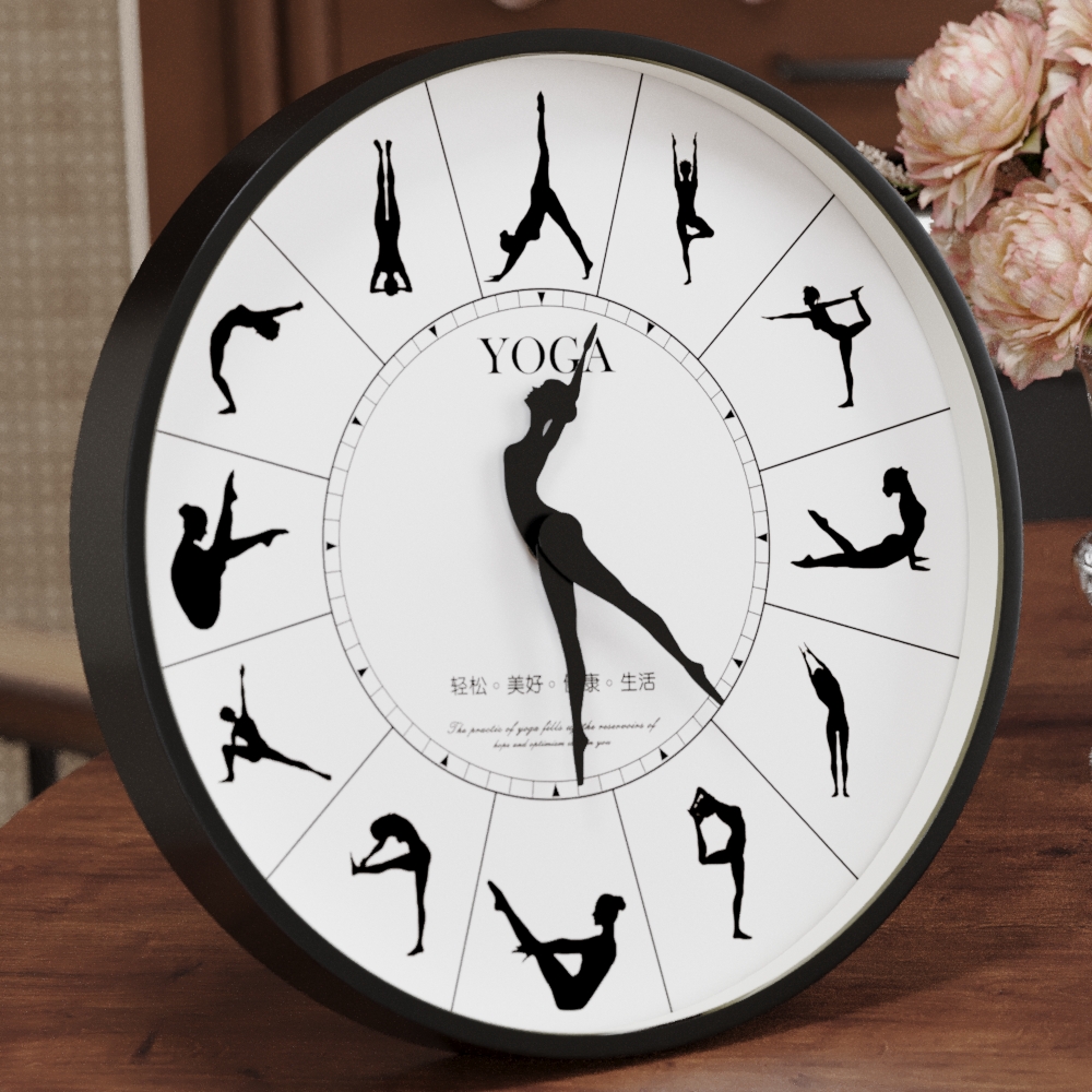 原创瑜伽馆教室舞蹈时钟北欧客厅简约静音创意挂钟健身房装饰钟表