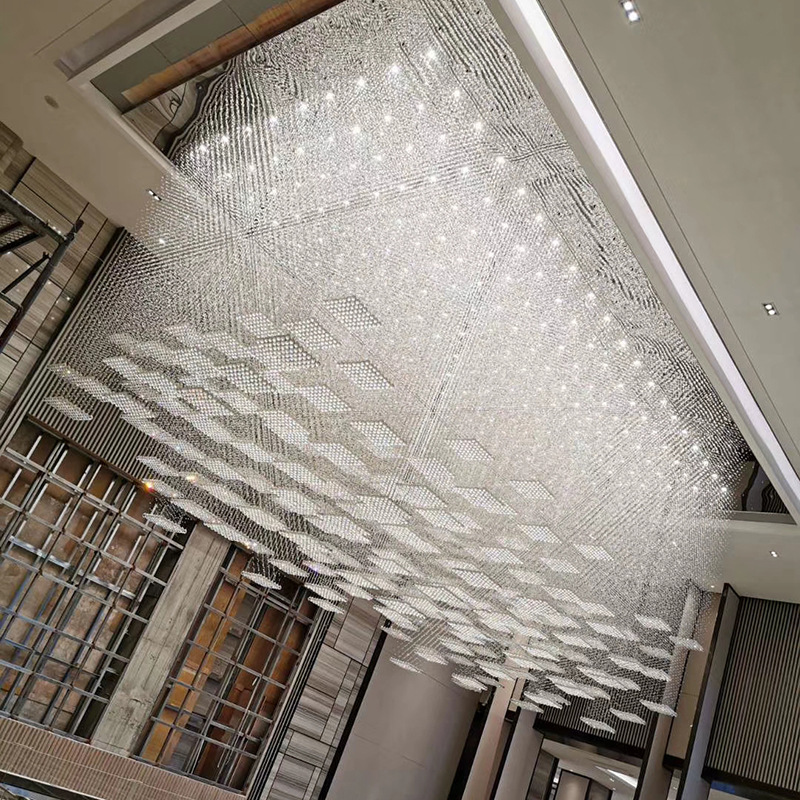 现代大气酒店工程吊灯非标琉璃水滴灯艺术组合设计造型灯咖啡店