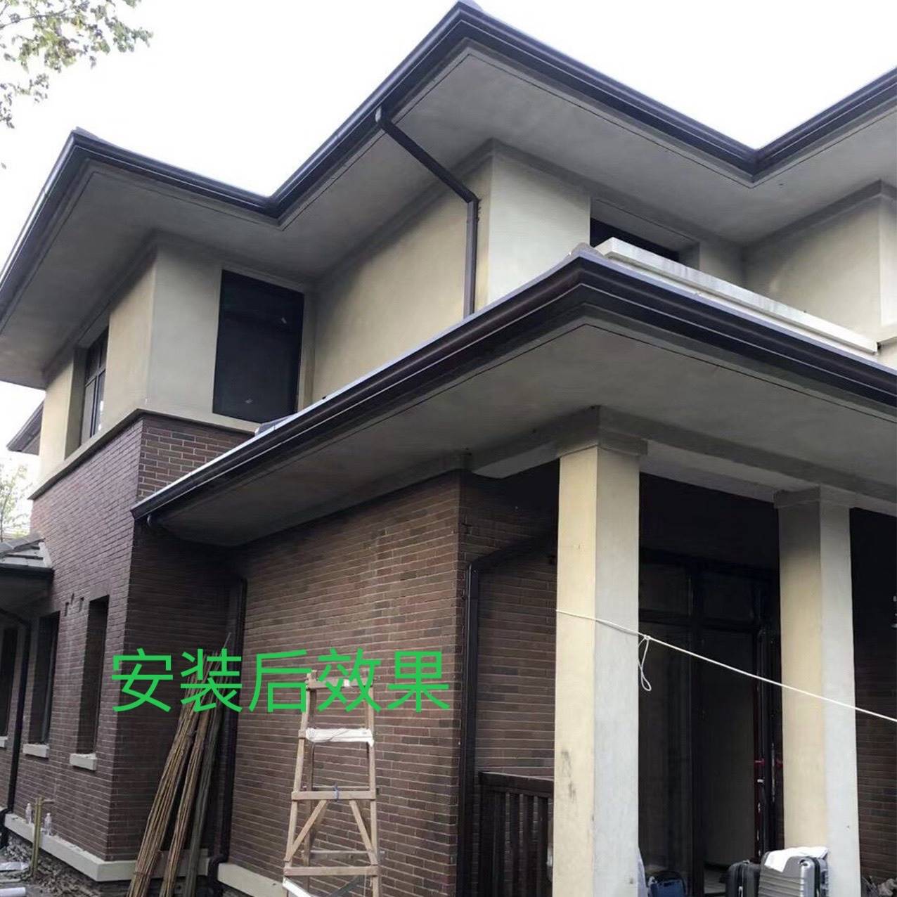 上海测量安装别墅铝合金天沟成品檐沟排水槽方形雨水管屋檐落水管