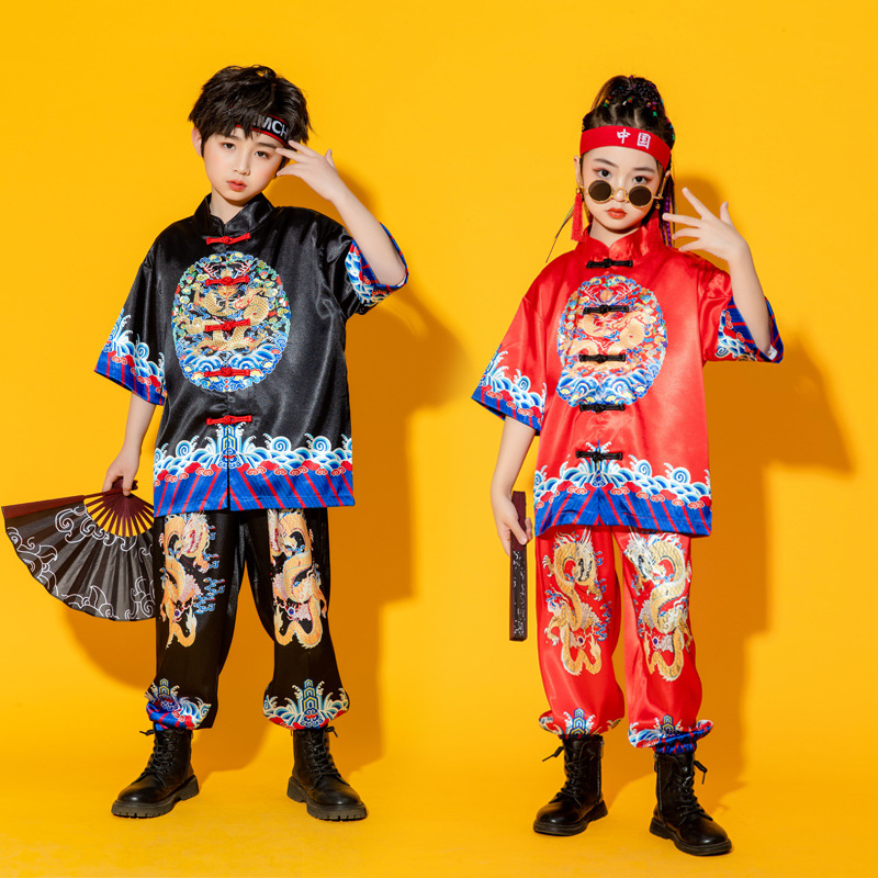 六一儿童中国风演出服男童汉服诗歌朗诵街舞定制幼儿园学生表演服