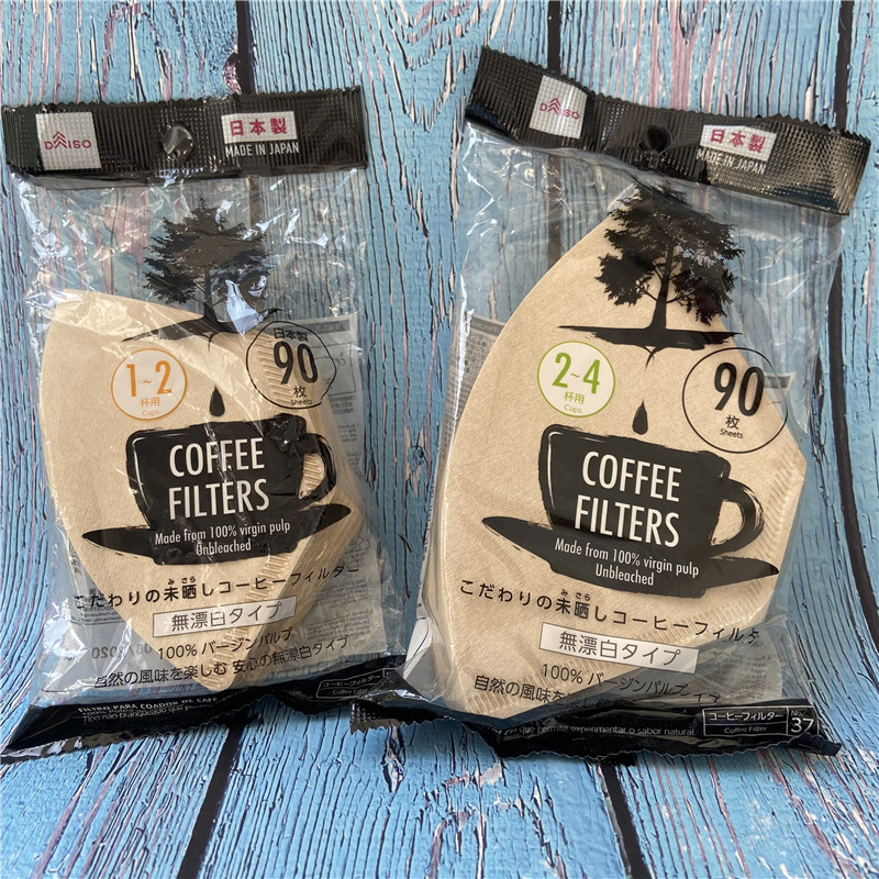 日本DAISO大创进口无漂白咖啡滤纸咖啡纸90张咖啡过滤原木色咖啡