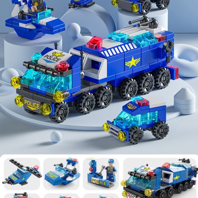 中国积木拼装益智力高军事特警车系列儿童男孩子坦克拼图玩具礼物